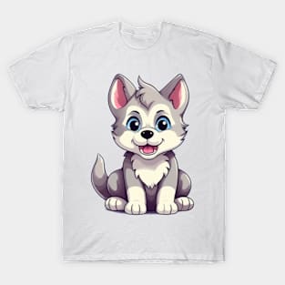 Cute Cartoon Husky Puppy Dog T-Shirt